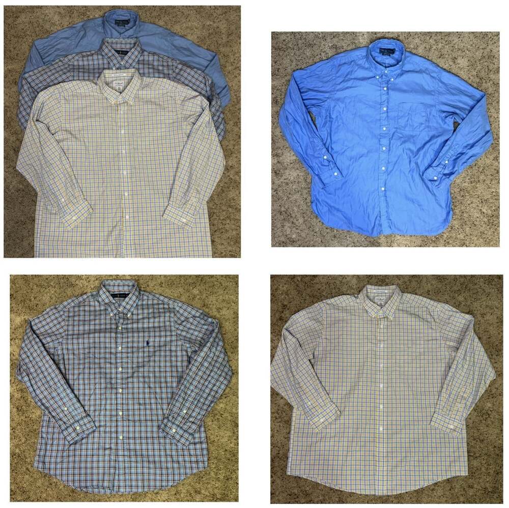 LL BEAN RALPH LAUREN Mens Lot Button Up Shirt Western CountryCasual Workwear XL